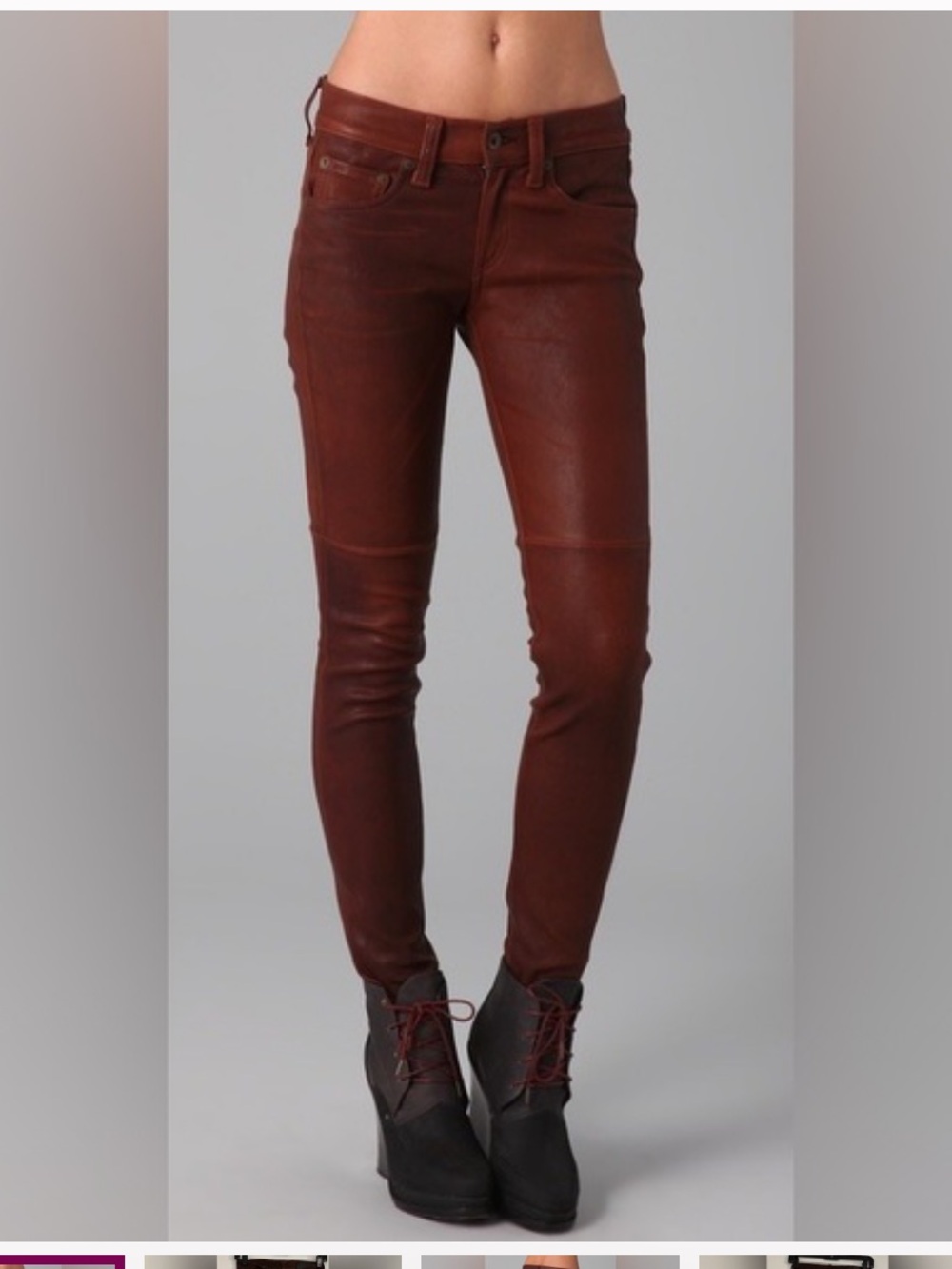 rag & bone Women's Real Leather Jeans in Rust, size 29